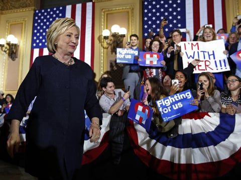 Democratic presidential candidate Hillary Clinton at a rally Thursday, May 26, 2016 in San Francisco.